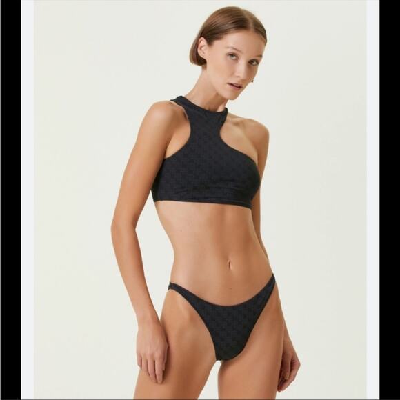 ANINE BING Bea & Millie Bikini Swimsuit AB Monogram Top & Bottom S / M Black NWT - Picture 2 of 6